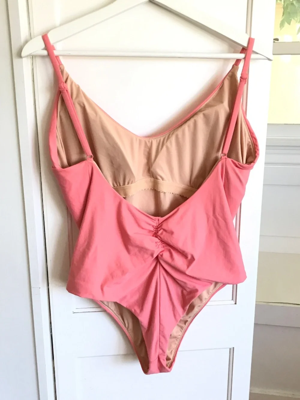 J CREW Swimsuit V-Neck Ruched Back One Piece Coral Pink Plus Size 16 NWT